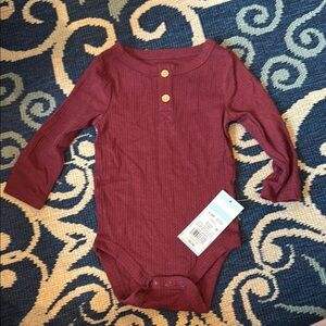 Burgundy/Maroon baby long sleeve Onesie